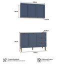 Ver imagem 3 de Cozinha Modulada Aurora Provençal 120cm Conjunto Clássico Cor:branco com Azul