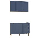Ver imagem 2 de Cozinha Modulada Aurora Provençal 120cm Conjunto Clássico Cor:branco com Azul