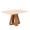 Ver imagem 2 de Mesa de Jantar Tampo Retangular Chanfrado Curvo Mad/vid 120 X 90cm Kiara Freijó Off White- Mabe Maga