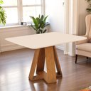 Ver imagem 1 de Mesa de Jantar Tampo Retangular Chanfrado Curvo Mad/vid 120 X 90cm Kiara Freijó Off White- Mabe Maga
