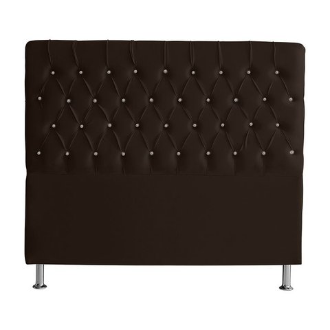 Cabeceira de Cama Box Bella Queen 160 Cm Suede Botão Cristal Marrom Eli Móveis e Decoração