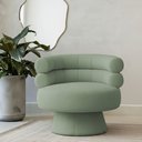 Ver imagem 2 de Poltrona Orgânica Mabel Base Fixa Bouclé Verde Claro - Nexta Casa