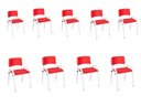 Ver imagem 2 de Kit 9 Cadeira Iso Infantil Creche, Escola Base Branco Vermelho
