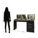 Ver imagem 3 de Mesa Gamer Escrivaninha DRX 4000 136cm Móveis Leão Preto Tx E Amarelo Tx