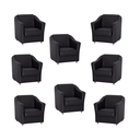Ver imagem 1 de Kit 8 Poltronas Decorativa Reforçada Recepção Clinica Salão Courino Preto