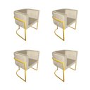 Ver imagem 1 de Kit 4 Cadeiras de Jantar Premium Base de Ferro Dourada Veludo Bege