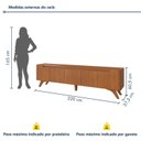 Ver imagem 4 de Rack para TV até 75 Polegadas 100% MDF 220cm Pés em Madeira Maciça 4 Portas Grécia