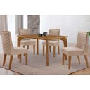 Ver imagem 1 de Conjunto: Mesa Sala Jantar Londrina Curvo 120cm + 4 Cadeiras Dafne Naturale - Suede Creme Rufato