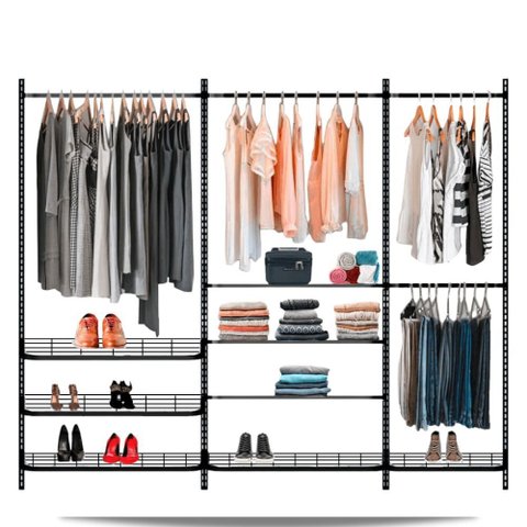 Guarda Roupa Closet Aramado Aberto Armário Modulado Roupeiro 2,80m - Preto