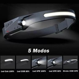 Lanterna Led de Cabeça Profissional Recarregável Camping Sensor de Movimento Adulto:Único/preto/Unis - 2