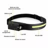 Lanterna Led de Cabeça Profissional Recarregável Camping Sensor de Movimento Adulto:Único/preto/Unis - 5