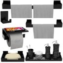 Ver imagem 2 de Kit de Acessórios para Banheiro 6 Peças Adesivo Preto F.elg