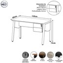 Ver imagem 3 de Mesa Escrivaninha 120cm x 60cm com Gaveteiro Suspenso e Tampo Chanfrado F5 Office Cor:Cinza Sagrado