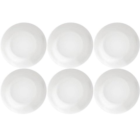 6 Pratos Fundos de Risoto Porcelana Branca 21cm Tramontina Leonora