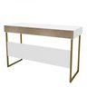 Escrivaninha Mesa Escritório 2 Gavetas 120cm Pés em Aço Olympia Branca E Dourado - 6