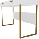 Ver imagem 5 de Escrivaninha Mesa Escritório 2 Gavetas 120cm Pés em Aço Olympia Branca e Dourado