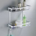 Ver imagem 3 de Suporte Organizador Porta Shampoo Sabonete Box Banheiro Banho Prateleira Dupla Aluminio Resistente C