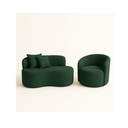 Ver imagem 1 de Conjunto 01 Poltrona + Sofá Curvo Orgânico Nature Gaia Suede Verde - Montanaris Decor