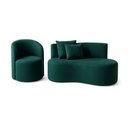 Ver imagem 2 de Conjunto 01 Poltrona + Sofá Curvo Orgânico Nature Gaia Suede Verde - Montanaris Decor