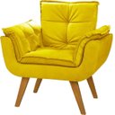 Ver imagem 2 de Kit 2 Poltrona Suede Amarelo Cadeira Decorativa Dani Sala Recepção Pés Caramelo