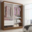 Ver imagem 2 de Guarda-roupa Solteiro Istambul 2 Portas 2 Gavetas com Espelho Cinamomo/off White - Panorama Móveis