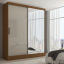 Ver imagem 1 de Guarda-roupa Solteiro Istambul 2 Portas 2 Gavetas com Espelho Cinamomo/off White - Panorama Móveis