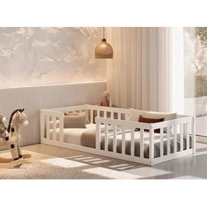 Cama Solteiro Montessoriane com Grade Branco Nemargi