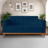 Sofa Beny 3 Lugares Suede Azul Soft Madeira Prima Deccor - 1