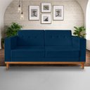 Ver imagem 1 de Sofa Beny 3 Lugares Suede Azul Soft Madeira Prima Deccor