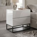 Ver imagem 1 de Mesa de Cabeceira Eros 45cm MDF Branco para Quarto de Casal Estilo Industrial Preto