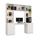 Ver imagem 2 de Mesa Gamer com Estante 2 Portas e 5 Prateleiras Smart Multimóveis MP6097 Branco