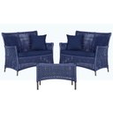 Ver imagem 1 de 2 Sofá Área e Mesa Igapó Alumínio Pintura Marrom Corda Náutica Estofado Impermeável Almofada 10 Tram