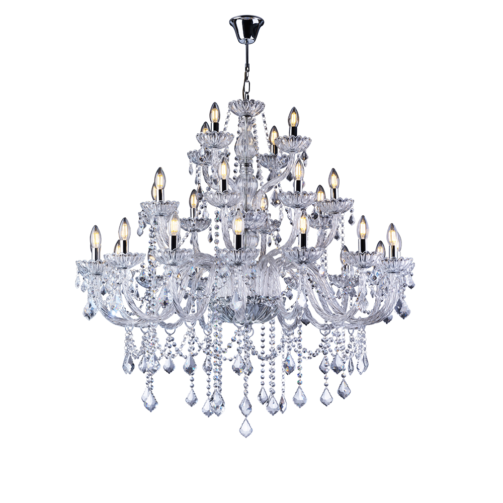 Lustre Pendente de Cristal Candelabro Maria Tereza Nice 28 lâmpadas E14 Bivolt:Transparente/110V/220