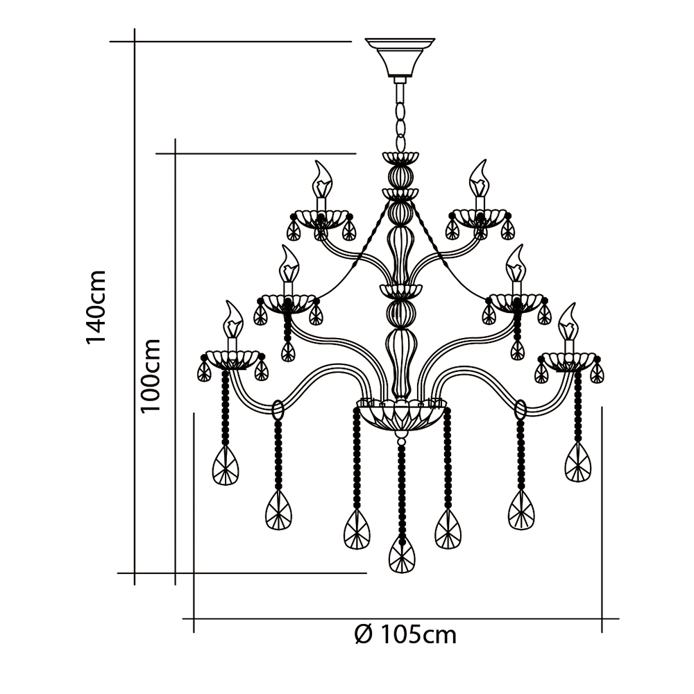 Lustre Pendente de Cristal Candelabro Maria Tereza Nice 28 lâmpadas E14 Bivolt:Transparente/110V/220 - 4