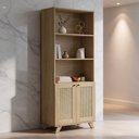 Ver imagem 1 de Estante Livreiro Multiuso para Sala Home Office 2 Portas 3D 70cm Tessaro A05 Carvalho - Lyam Decor