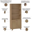 Ver imagem 5 de Estante Livreiro Multiuso para Sala Home Office 2 Portas 3D 70cm Tessaro A05 Carvalho - Lyam Decor