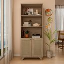 Ver imagem 3 de Estante Livreiro Multiuso para Sala Home Office 2 Portas 3D 70cm Tessaro A05 Carvalho - Lyam Decor