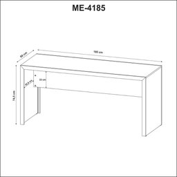Mesa para Escritório Escrivaninha Madeira Linha Office 180cm Cor:branco - 7