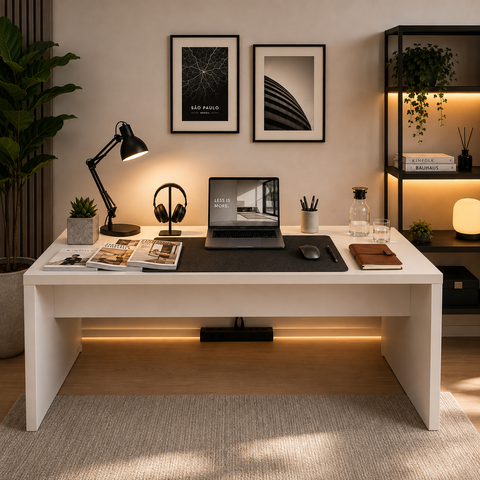 Mesa Escrivaninha para Escritório 180cm ME4185 Branco - Tecno Mobili