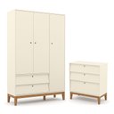 Ver imagem 1 de Jogo de Quarto Infantil Unique com Guarda Roupa 3 Portas e Cômoda 3 Gavetas Off White/eco Wood - Mat