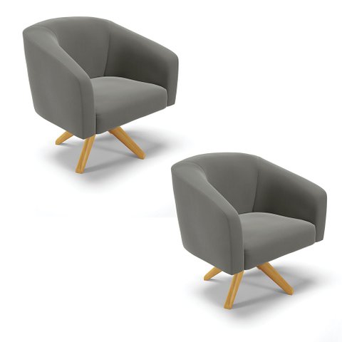 Cadeira Sala de Jantar Giratória Ma30 Kit 2 Stella Suede D03 - D’Rossi