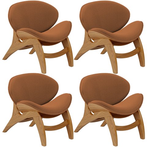 Kit 4 Poltronas Decorativa Orgânica Sala Living Kadosh L02 Bouclê Terracota - Lyam Decor