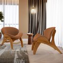 Ver imagem 2 de Kit 4 Poltronas Decorativa Orgânica Sala Living Kadosh L02 Bouclê Terracota - Lyam Decor