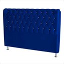 Ver imagem 1 de Cabeceira de Cama Box Londres Casal 140 Cm Suede Botão de Strass Azul Royal do Lar Móveis e Decora