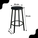 Ver imagem 2 de Kit Banqueta Alta Ideal para Cozinha Balcão Bar Area Gourmet Aço Cadeira Banco Alto Luna:preto