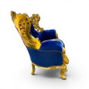 Ver imagem 6 de Par de Poltronas Classica Azul com Dourado - a: 113cm L: 94cm C: 80cm