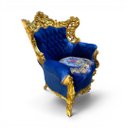 Ver imagem 5 de Par de Poltronas Classica Azul com Dourado - a: 113cm L: 94cm C: 80cm