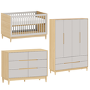 Ver imagem 1 de Berço com Cômoda e Guarda Roupa Infantil Cinza com Carvalho Malva Linha Tomi Quater