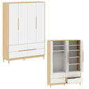 Ver imagem 2 de Berço com Cômoda e Guarda Roupa Infantil Cinza com Carvalho Malva Linha Tomi Quater