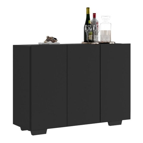 Aparador Buffet 3 Portas Com Pés Quadrados Veneza Multimóveis V1010 Preto Preto